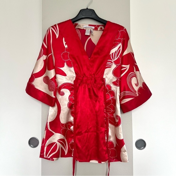 Vintage Y2K Charlotte Russe Silk Babydoll Top – 90s, 2000s, Kimono, Japanese - Picture 4 of 12